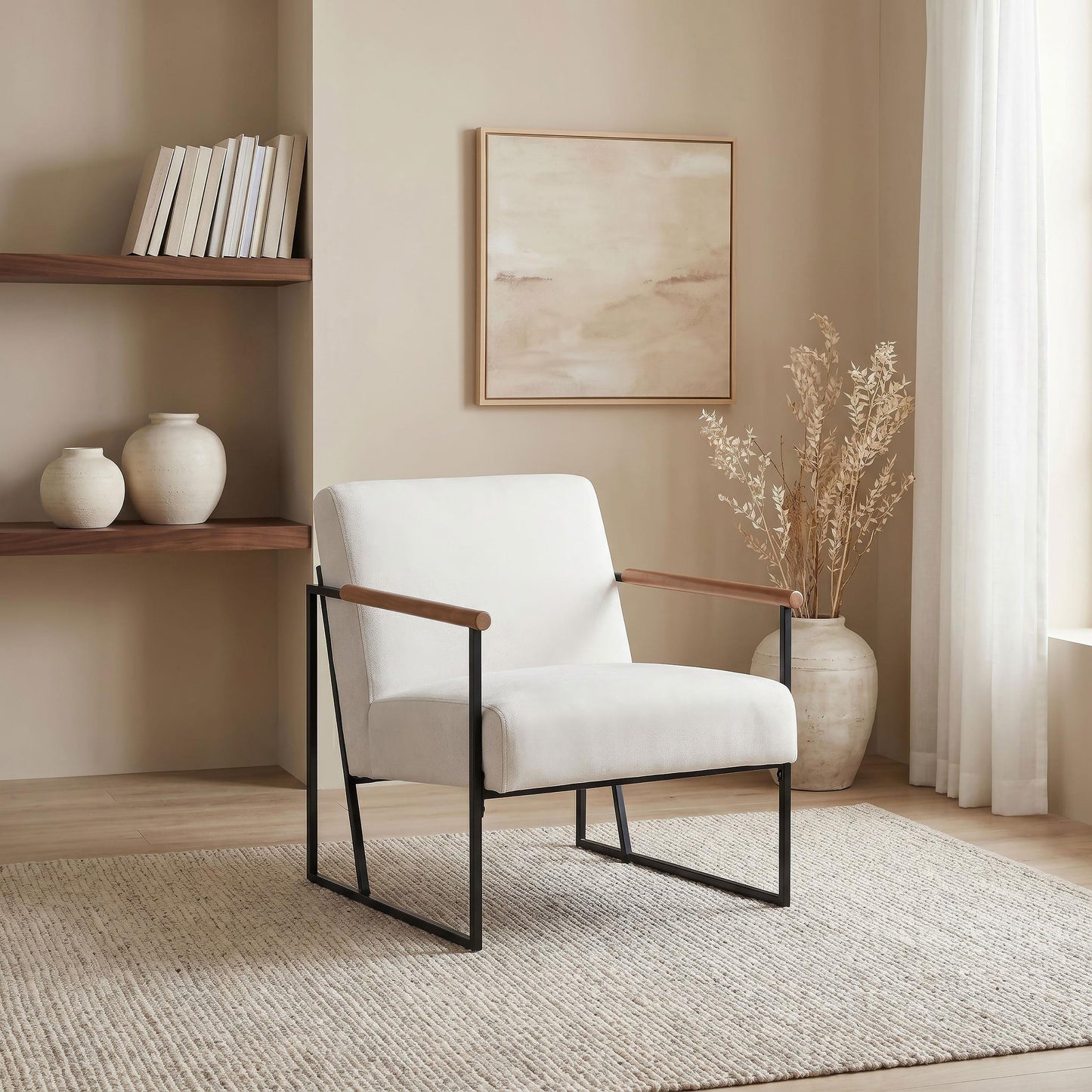  Coaster Furniture Monsen 900648 Fabric Upholstered Metal Frame Accent Chair - Ivory IMAGE 6