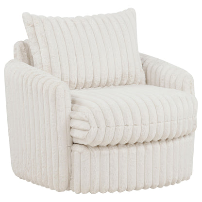  Coaster Furniture Sarco 902541 Corduroy Upholstered Swivel Accent Arm Chair - Ivory IMAGE 2