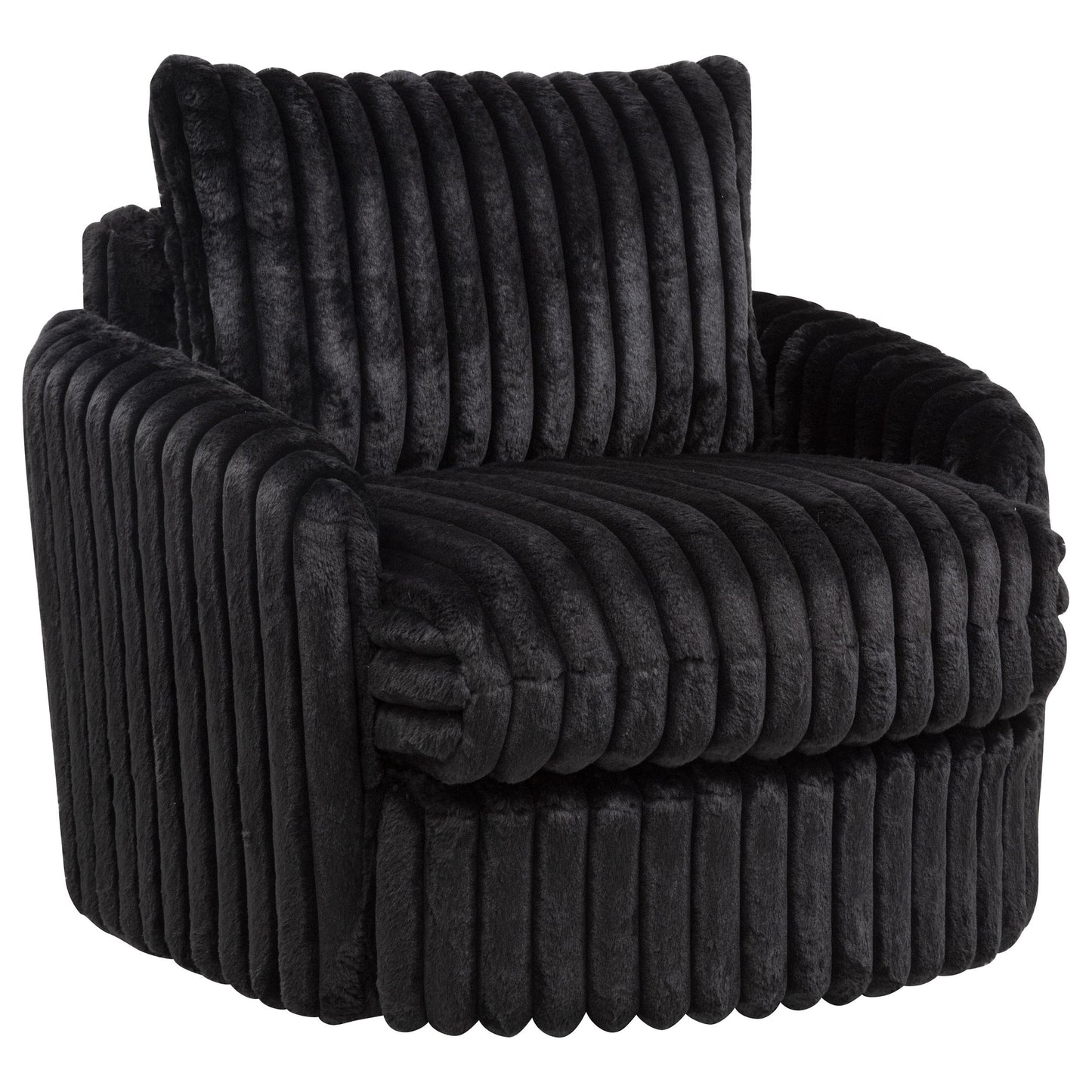  Coaster Furniture Sarco 902542 Corduroy Upholstered Swivel Accent Arm Chair - Black IMAGE 2