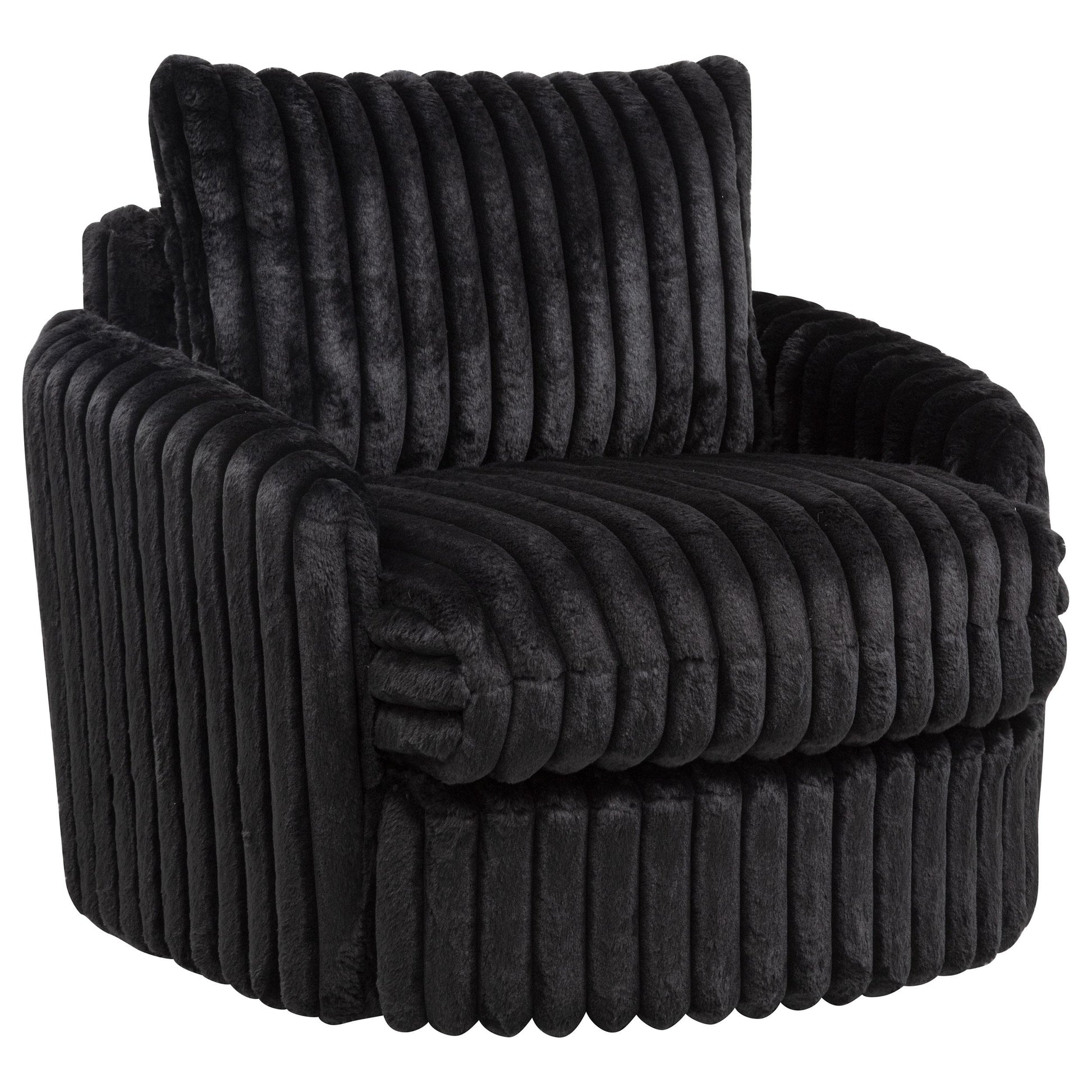  Coaster Furniture Sarco 902542 Corduroy Upholstered Swivel Accent Arm Chair - Black IMAGE 2