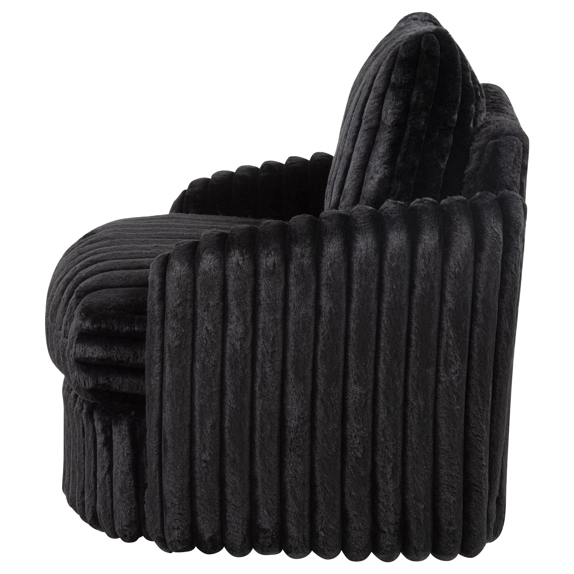  Coaster Furniture Sarco 902542 Corduroy Upholstered Swivel Accent Arm Chair - Black IMAGE 4