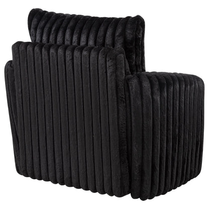  Coaster Furniture Sarco 902542 Corduroy Upholstered Swivel Accent Arm Chair - Black IMAGE 6