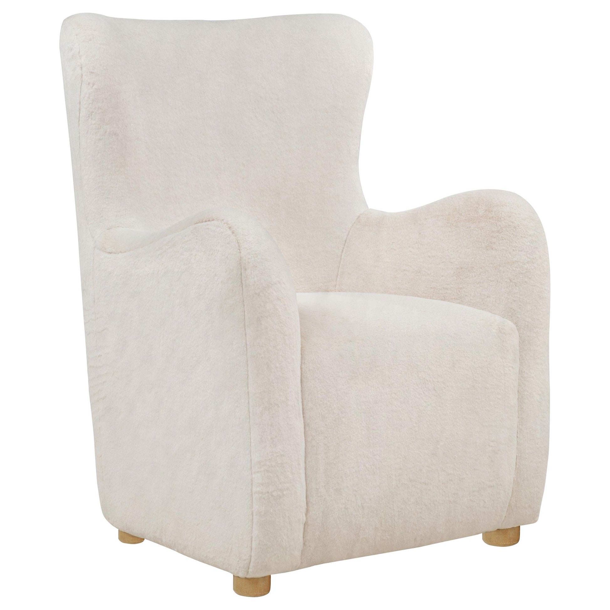  Coaster Furniture Thornton 903175 Faux Fur Upholstered Wingback Lounge Accent Chair - Ivory IMAGE 1