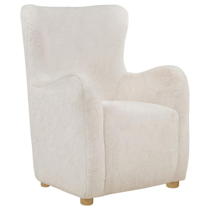  Coaster Furniture Thornton 903175 Faux Fur Upholstered Wingback Lounge Accent Chair - Ivory IMAGE 1