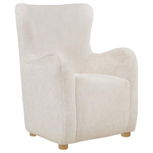  Coaster Furniture Thornton 903175 Faux Fur Upholstered Wingback Lounge Accent Chair - Ivory IMAGE 1
