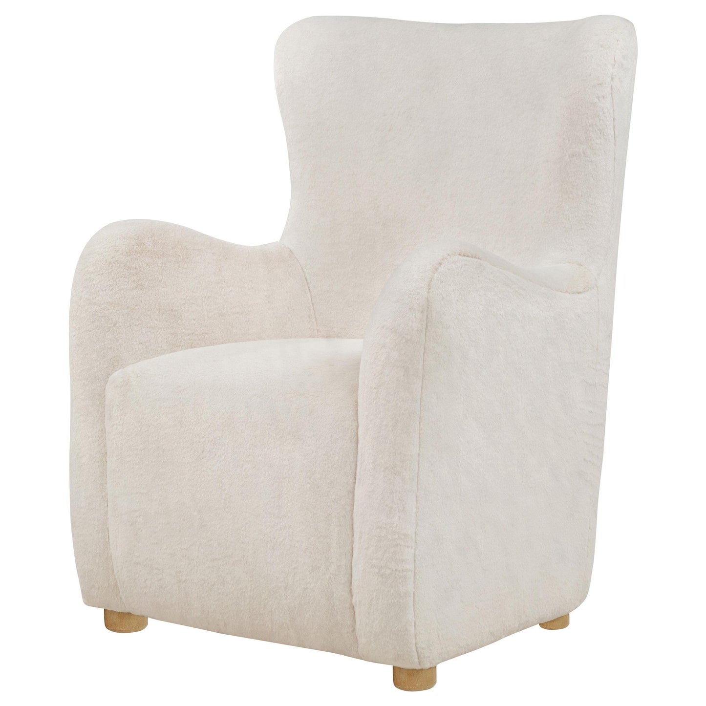  Coaster Furniture Thornton 903175 Faux Fur Upholstered Wingback Lounge Accent Chair - Ivory IMAGE 2