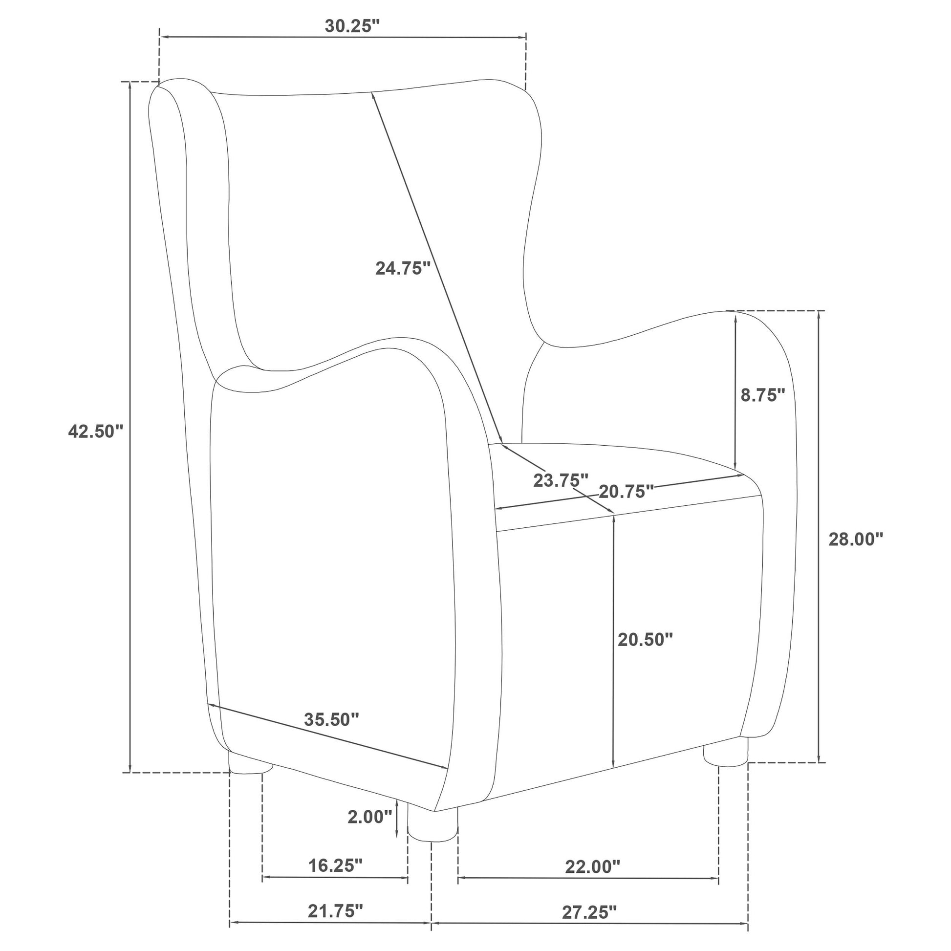  Coaster Furniture Thornton 903176 Velvet Upholstered Wingback Lounge Accent Chair - Cognac IMAGE 11