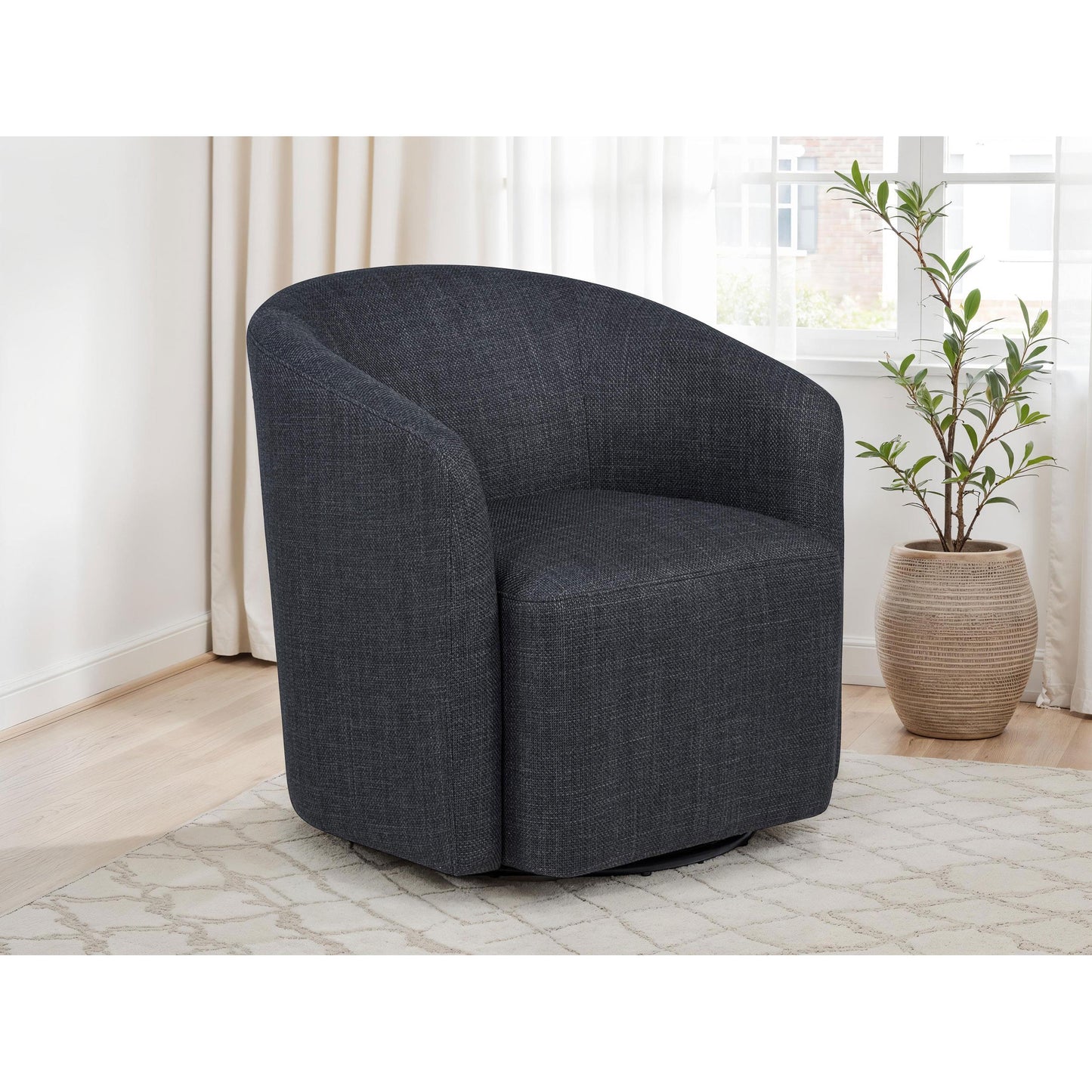  Coaster Furniture Mossbrook 903223 Fabric Upholstered Swivel Accent Chair - Anthracite IMAGE 6