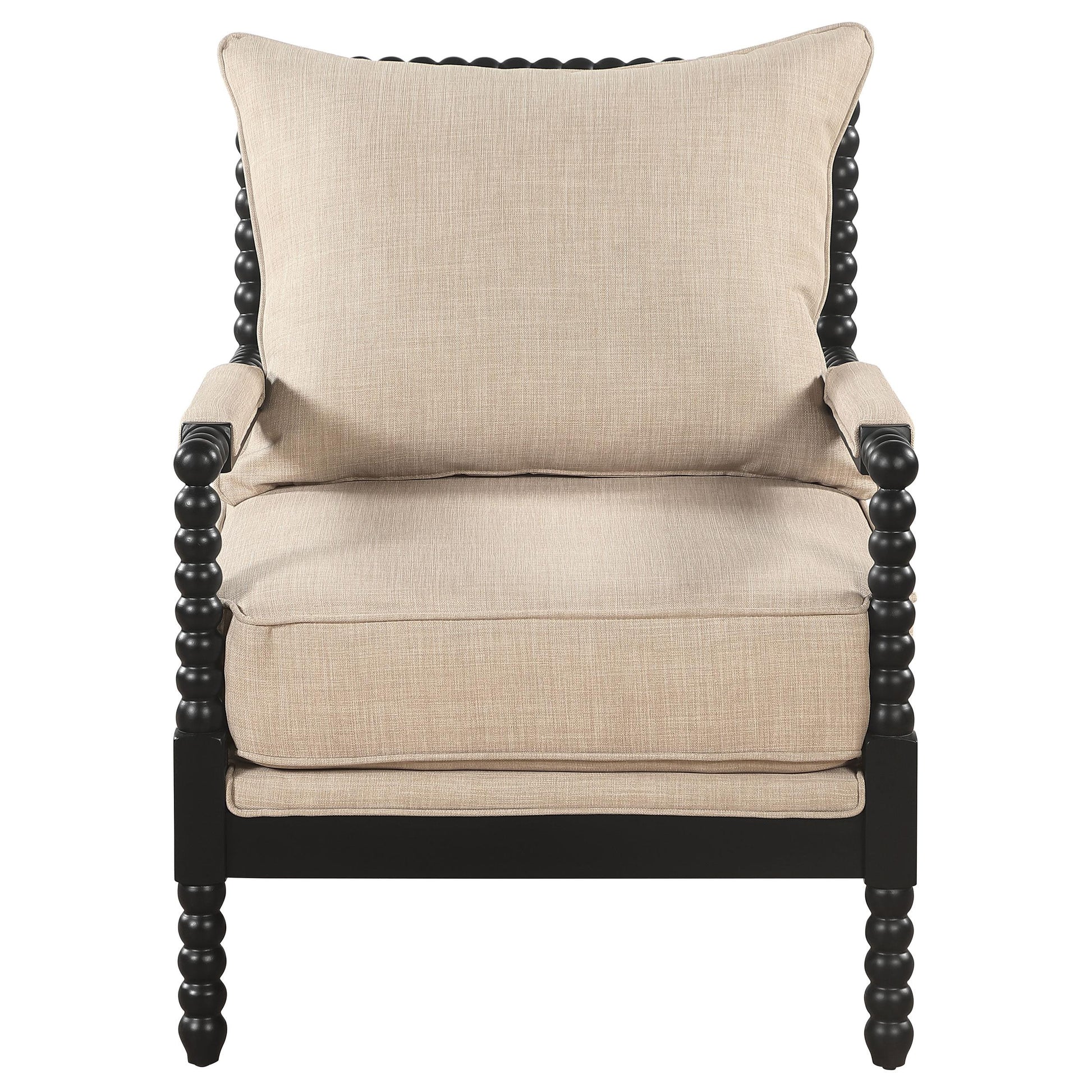  Coaster Furniture Blanchett 903237 Upholstered Bobbin Accent Chair - Beige/Black IMAGE 2
