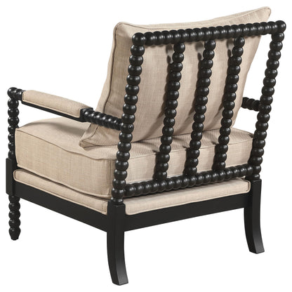  Coaster Furniture Blanchett 903237 Upholstered Bobbin Accent Chair - Beige/Black IMAGE 3