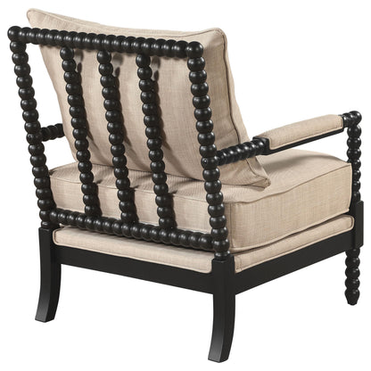  Coaster Furniture Blanchett 903237 Upholstered Bobbin Accent Chair - Beige/Black IMAGE 4