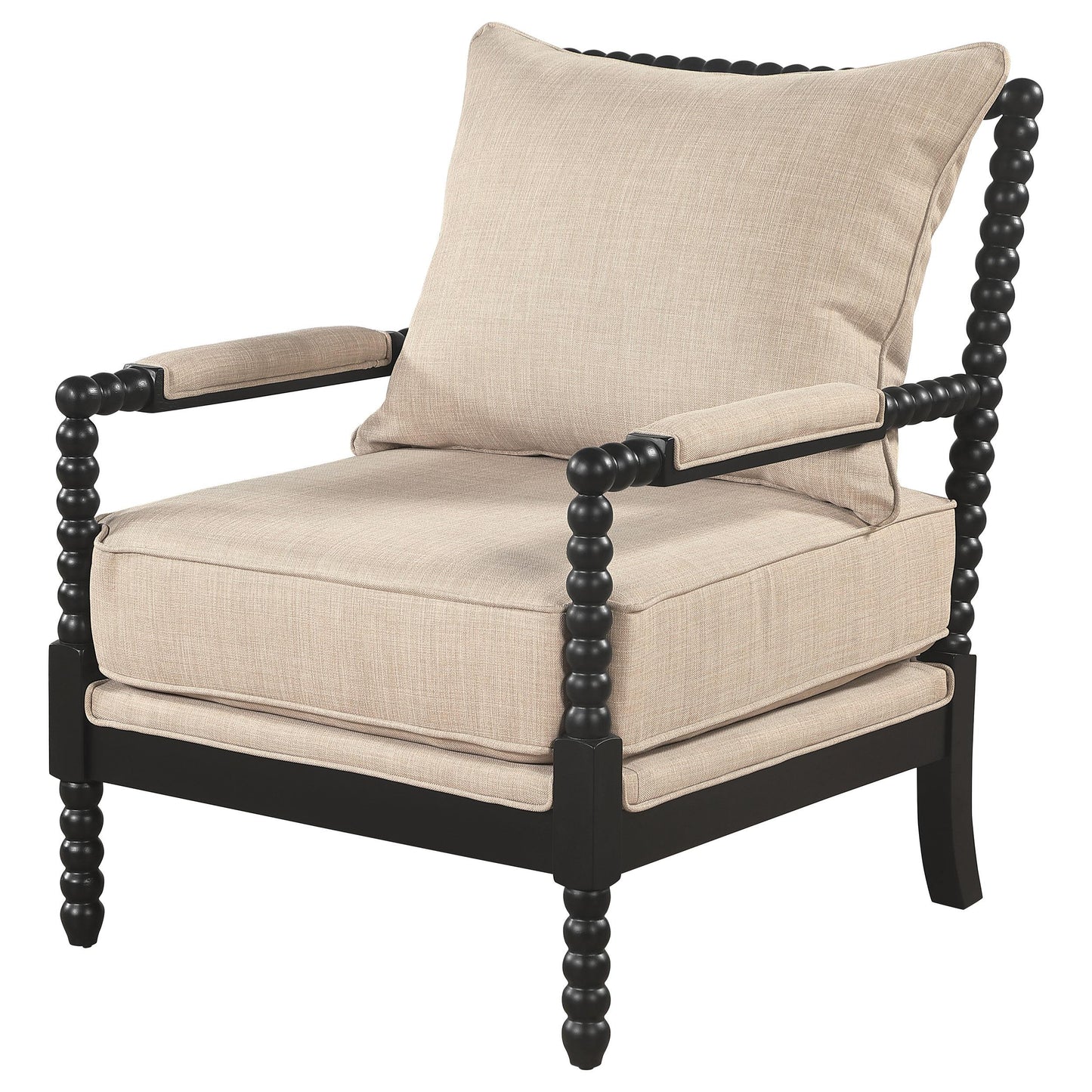  Coaster Furniture Blanchett 903237 Upholstered Bobbin Accent Chair - Beige/Black IMAGE 5