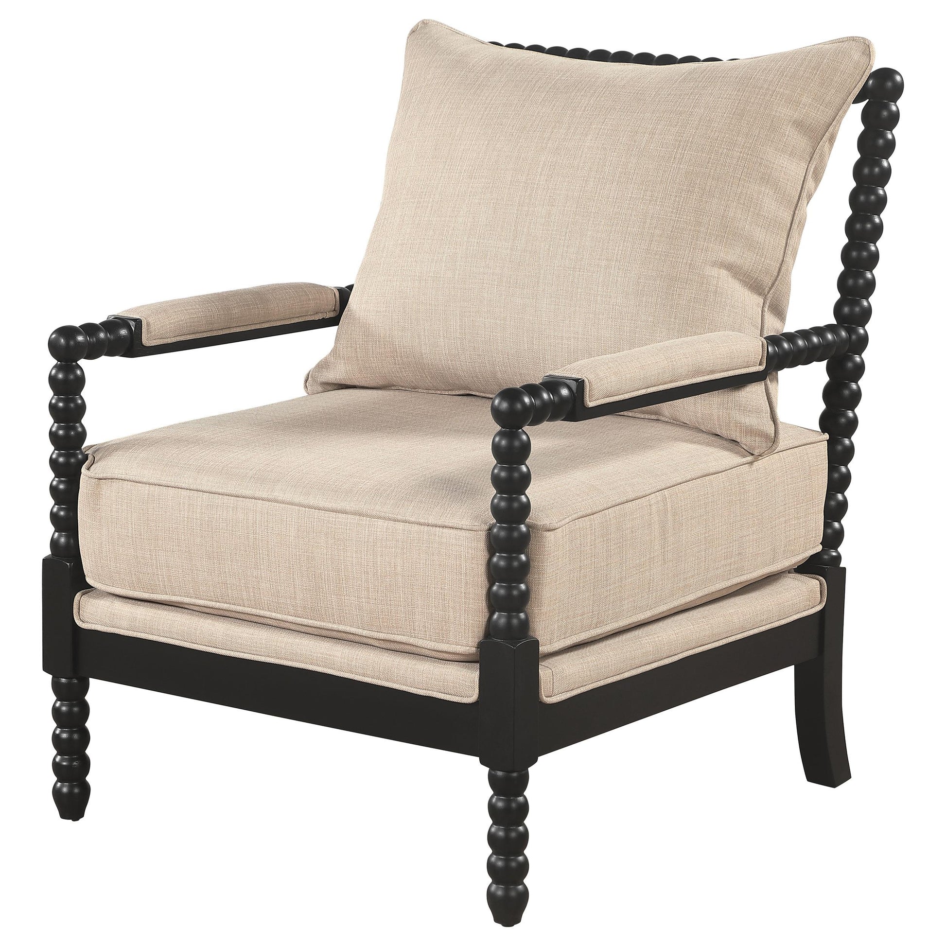  Coaster Furniture Blanchett 903237 Upholstered Bobbin Accent Chair - Beige/Black IMAGE 5
