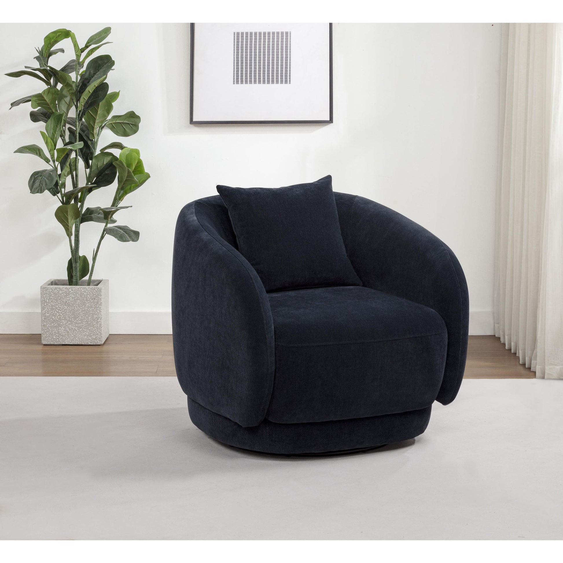  Coaster Furniture Arnaud 903487 Chenille Upholstered Swivel Accent Chair - Navy IMAGE 5