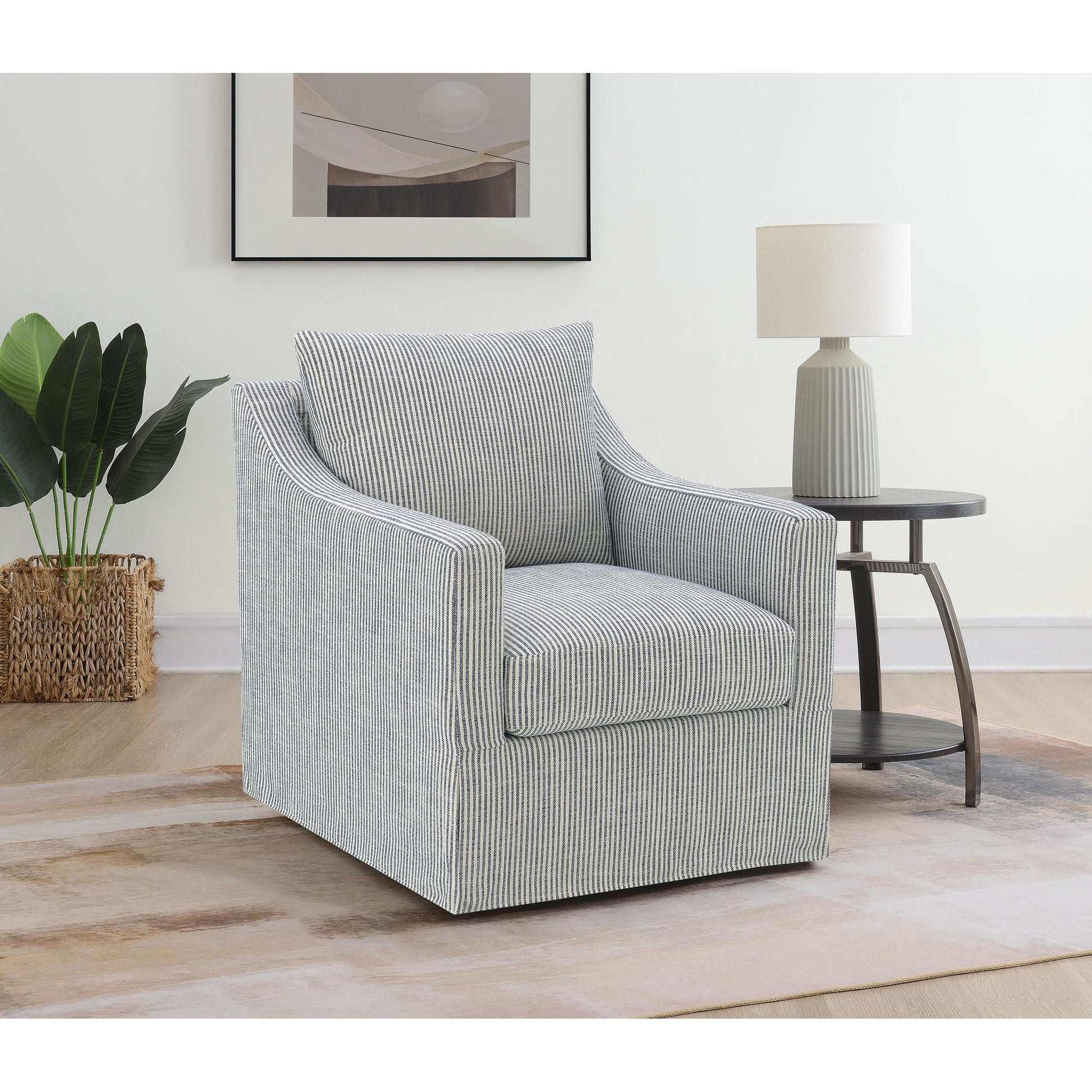  Coaster Furniture Winter 904137 Upholstered Sloped Arm Accent Swivel Chair - Grey IMAGE 2