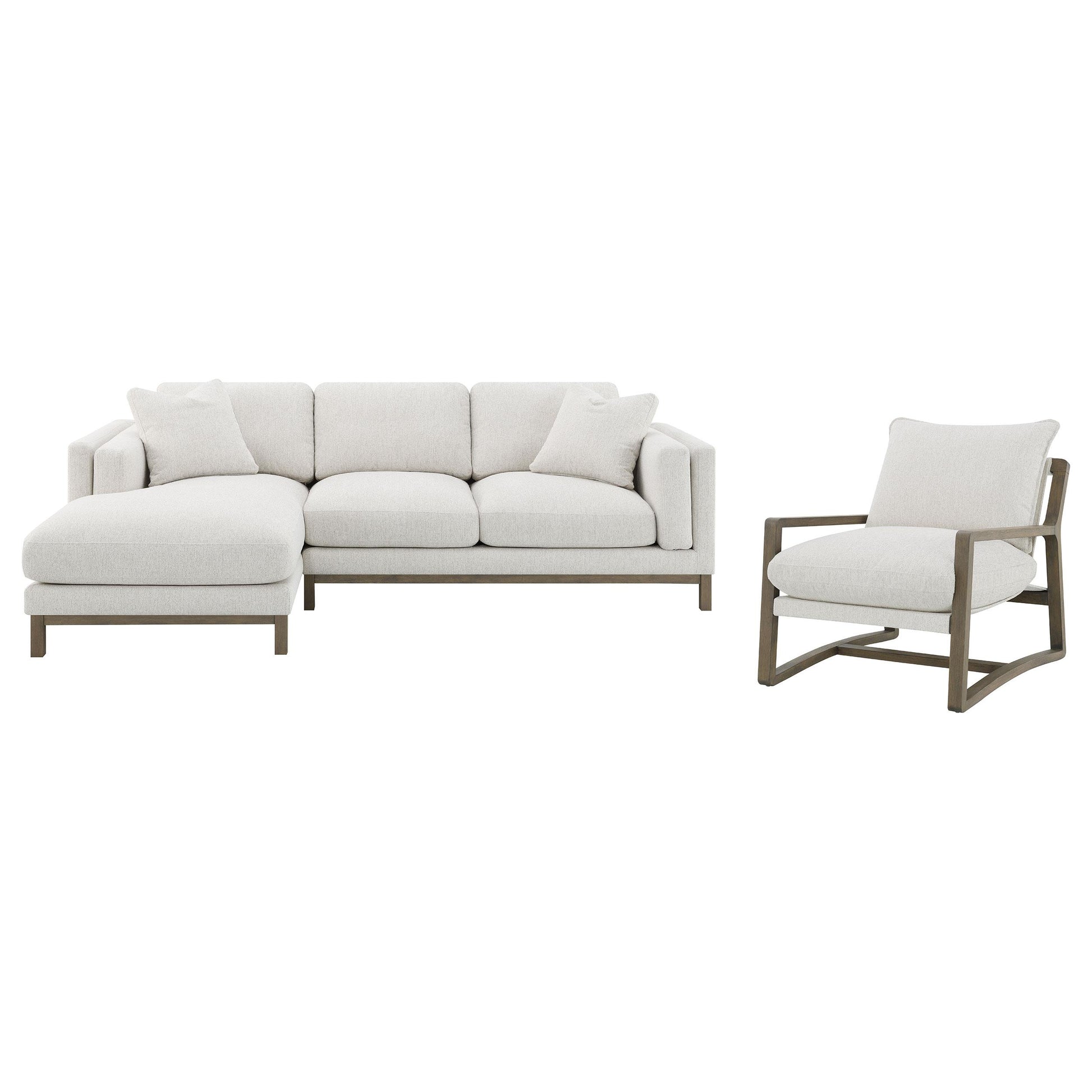  Coaster Furniture Geneva 907509 Boucle Upholstered Wood Arm Accent Chair - Sand IMAGE 1