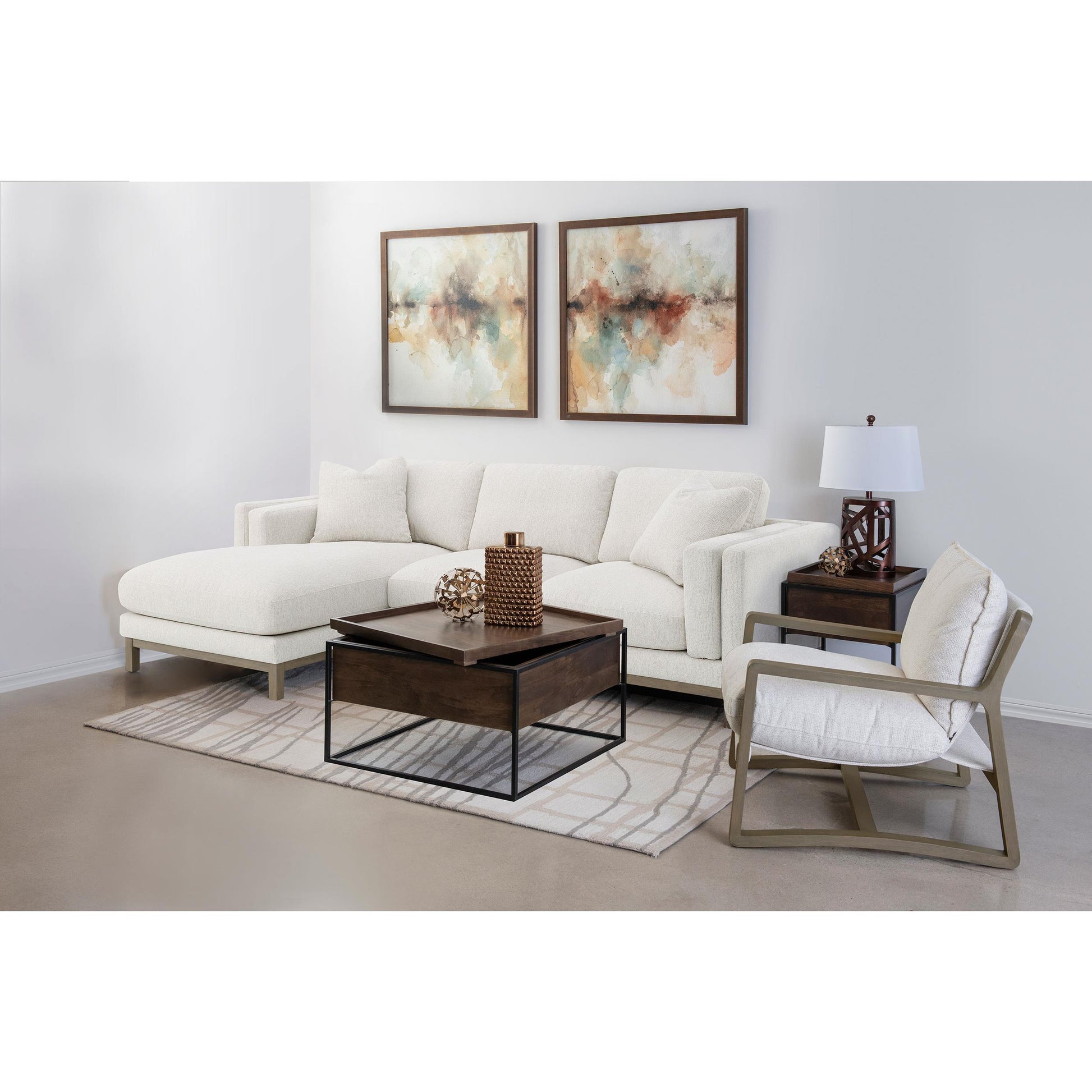  Coaster Furniture Geneva 907509 Boucle Upholstered Wood Arm Accent Chair - Sand IMAGE 10