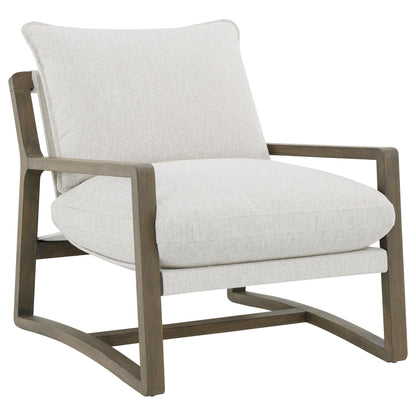  Coaster Furniture Geneva 907509 Boucle Upholstered Wood Arm Accent Chair - Sand IMAGE 2