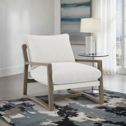  Coaster Furniture Geneva 907509 Boucle Upholstered Wood Arm Accent Chair - Sand IMAGE 5