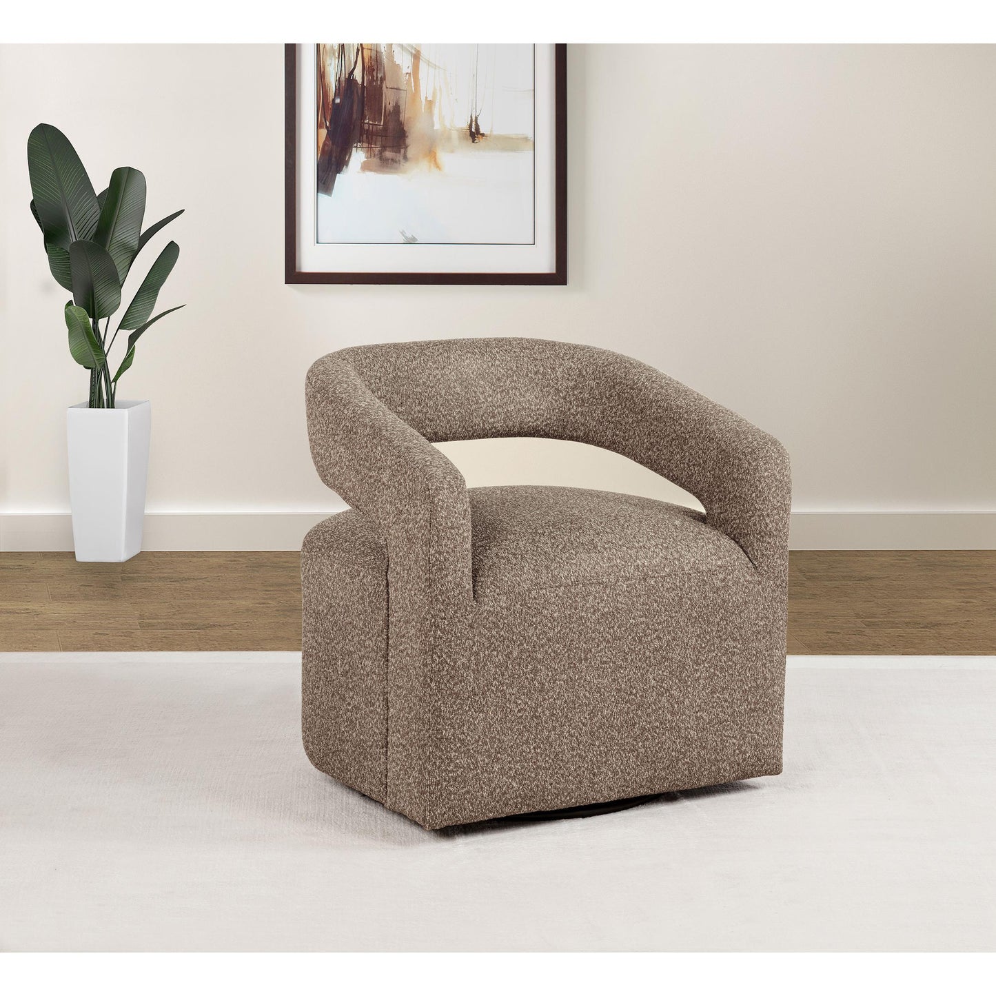  Coaster Furniture Westhill 907538 Boucle Upholstered Swivel Accent Chair - Rocky Road IMAGE 4
