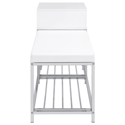  Coaster Furniture Siega 910223 1-Drawer Shoe Storage Entryway Bench - White High Gloss/Chrome IMAGE 5
