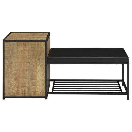  Coaster Furniture Martino 910224 Shoe Storage Entryway Bench with Cabinet - Mango/Black IMAGE 1