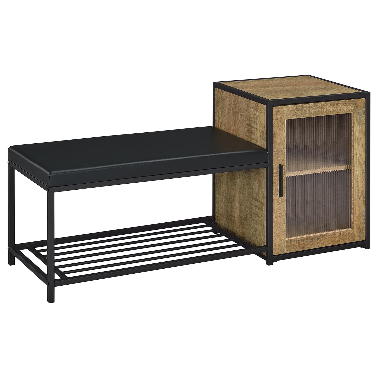  Coaster Furniture Martino 910224 Shoe Storage Entryway Bench with Cabinet - Mango/Black IMAGE 2