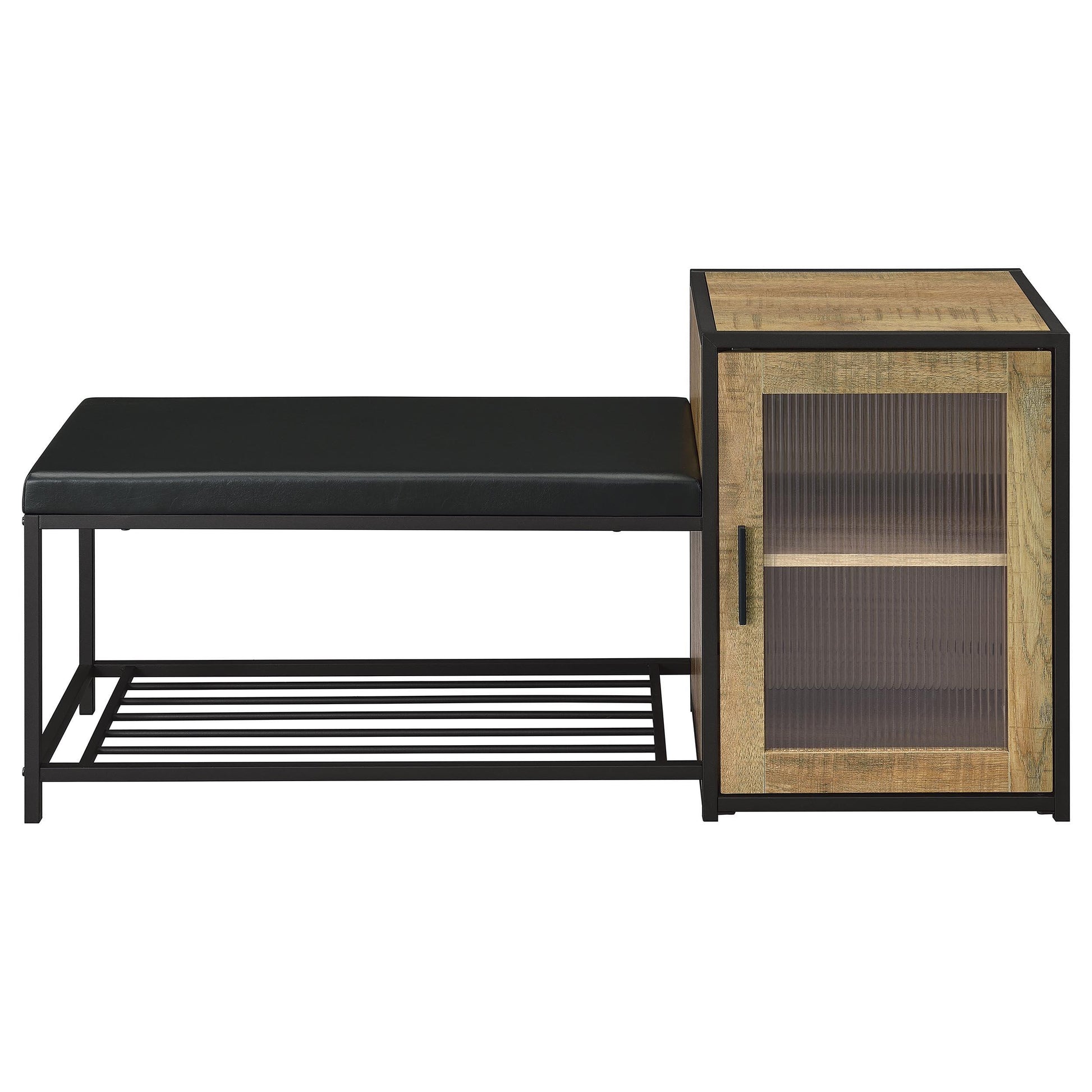  Coaster Furniture Martino 910224 Shoe Storage Entryway Bench with Cabinet - Mango/Black IMAGE 3