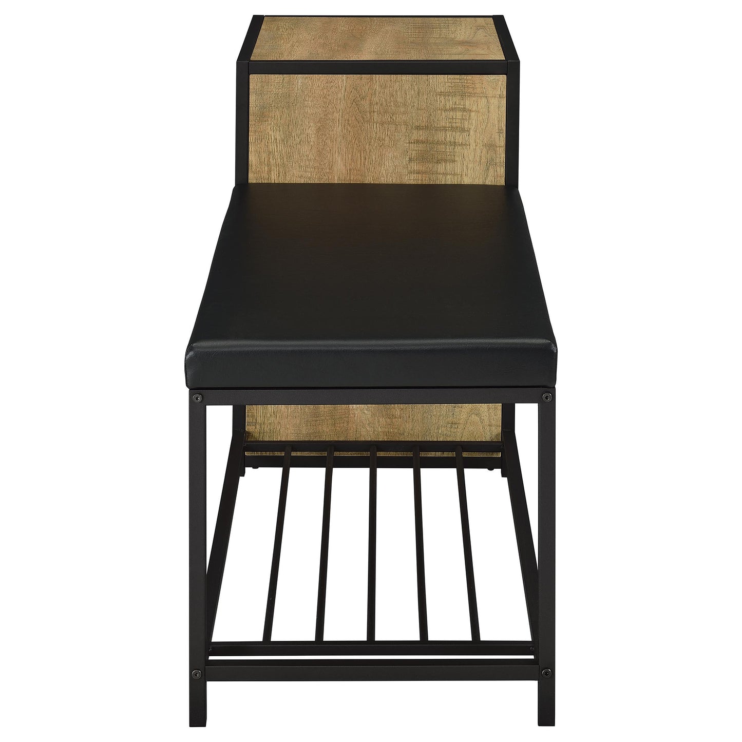  Coaster Furniture Martino 910224 Shoe Storage Entryway Bench with Cabinet - Mango/Black IMAGE 4