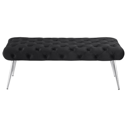  Coaster Furniture Ella 910333 Upholstered Tufted Bench Stainless Steel Legs - Black IMAGE 1