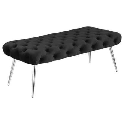  Coaster Furniture Ella 910333 Upholstered Tufted Bench Stainless Steel Legs - Black IMAGE 2