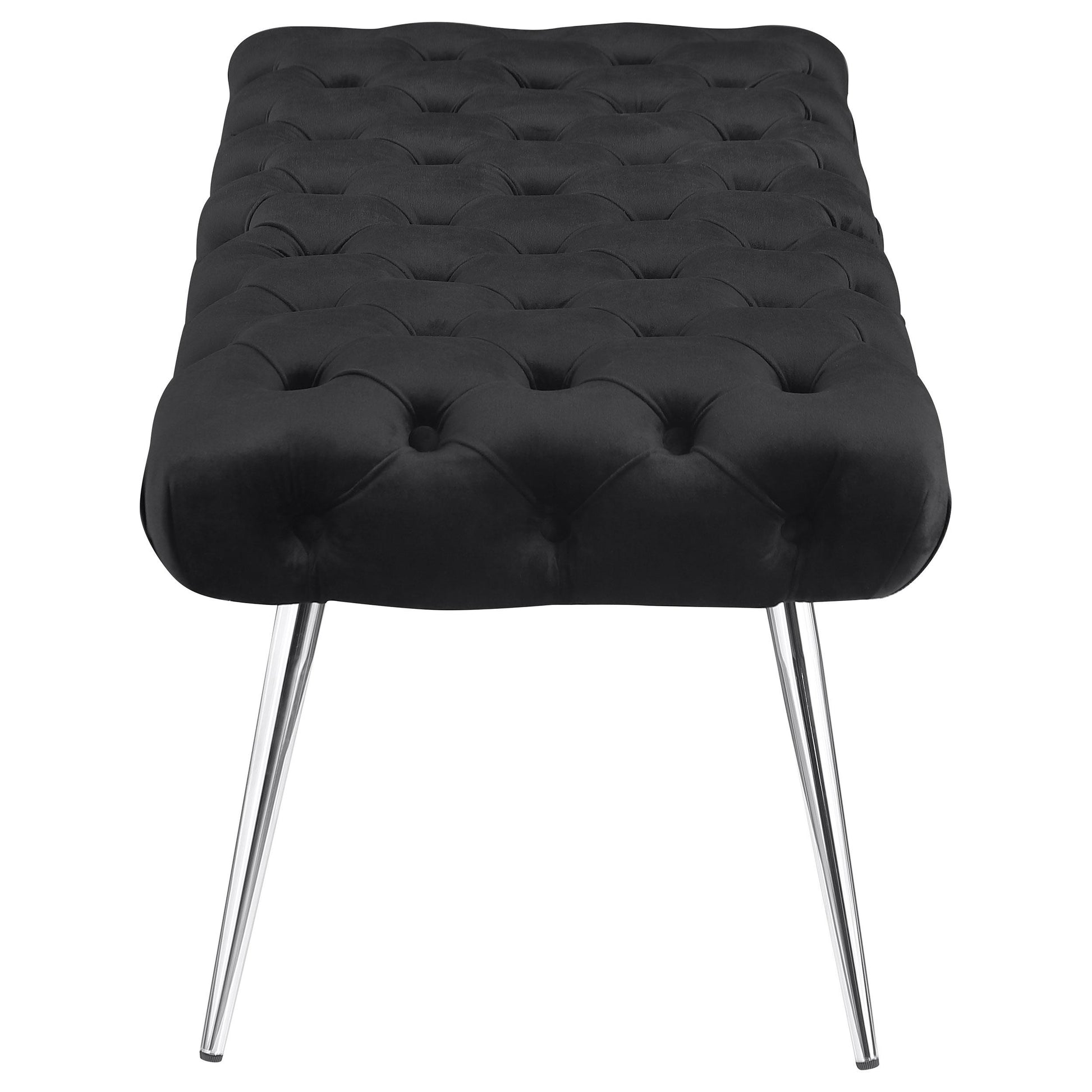  Coaster Furniture Ella 910333 Upholstered Tufted Bench Stainless Steel Legs - Black IMAGE 4