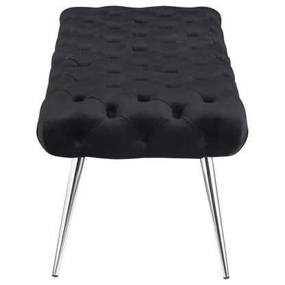  Coaster Furniture Ella 910333 Upholstered Tufted Bench Stainless Steel Legs - Black IMAGE 4