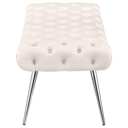  Coaster Furniture Ella 910334 Upholstered Tufted Bench Stainless Steel Legs - Ivory IMAGE 3