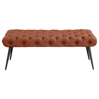  Coaster Furniture Ella 910335 Upholstered Tufted Bench Metal Legs - Rust IMAGE 2