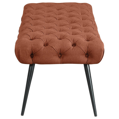  Coaster Furniture Ella 910335 Upholstered Tufted Bench Metal Legs - Rust IMAGE 4