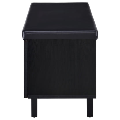  Coaster Furniture Brixton 915152 2-door Padded Entryway Shoe Storage Bench - Black IMAGE 5