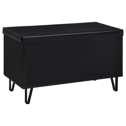  Coaster Furniture Brixton 915152 2-door Padded Entryway Shoe Storage Bench - Black IMAGE 6