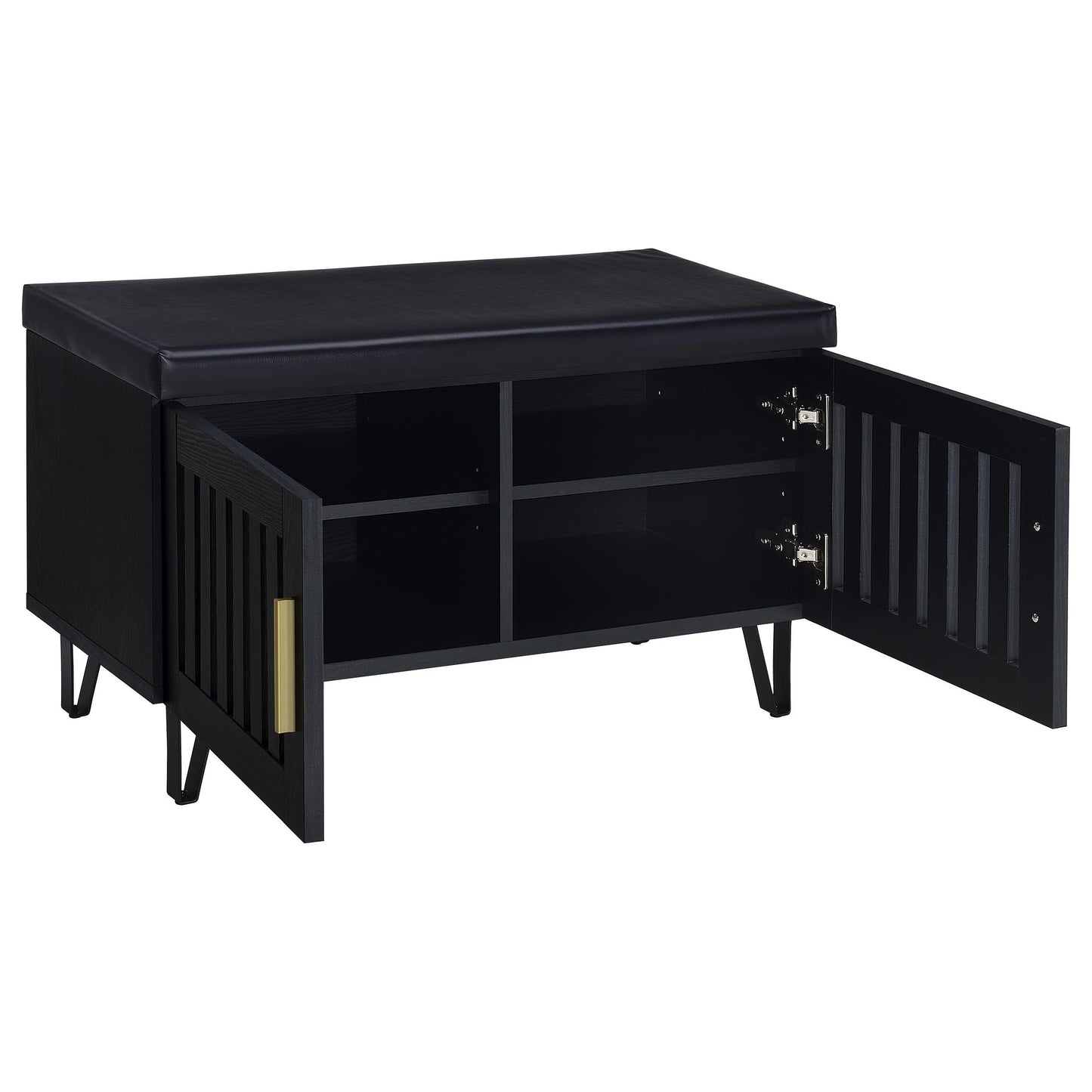  Coaster Furniture Brixton 915152 2-door Padded Entryway Shoe Storage Bench - Black IMAGE 7