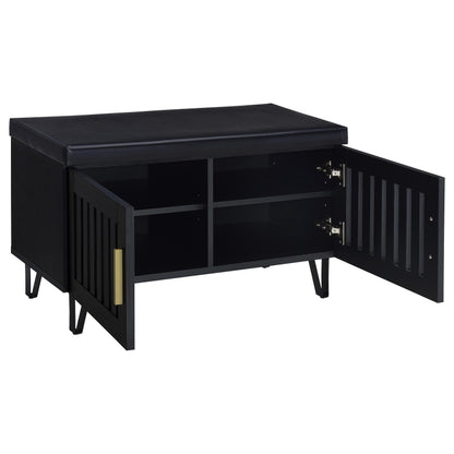  Coaster Furniture Brixton 915152 2-door Padded Entryway Shoe Storage Bench - Black IMAGE 7