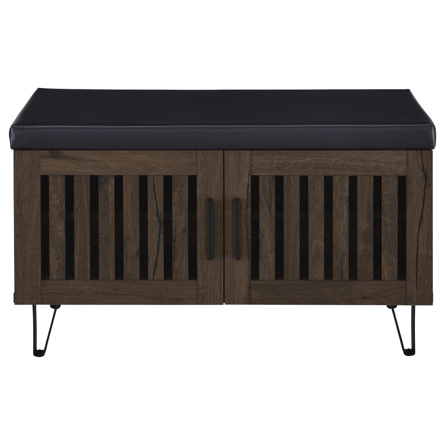  Coaster Furniture Brixton 915153 2-door Padded Entryway Shoe Storage Bench - Smoked Oak IMAGE 1