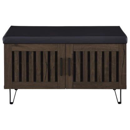 Coaster Furniture Brixton 915153 2-door Padded Entryway Shoe Storage Bench - Smoked Oak IMAGE 1