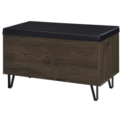  Coaster Furniture Brixton 915153 2-door Padded Entryway Shoe Storage Bench - Smoked Oak IMAGE 5