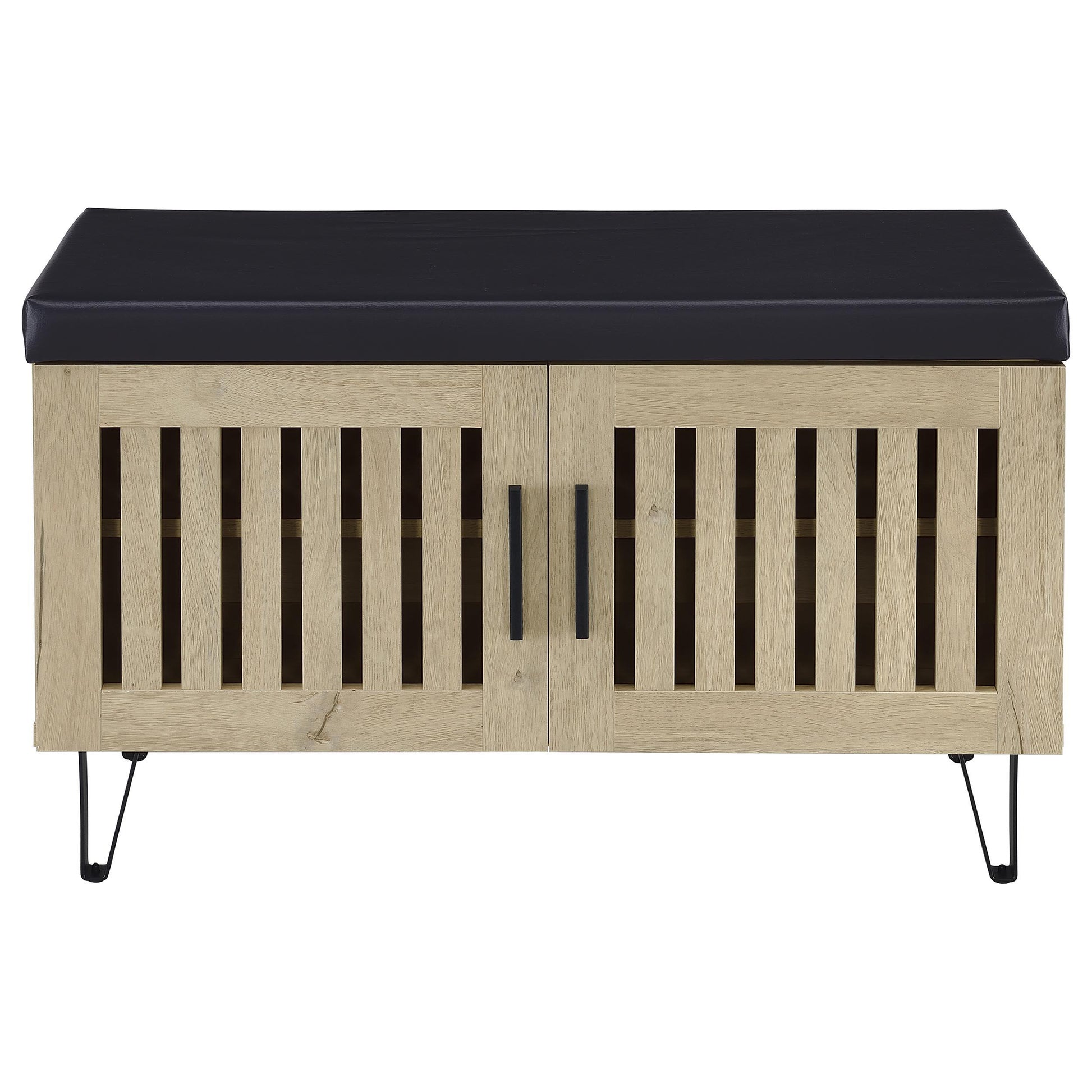  Coaster Furniture Brixton 915154 2-door Padded Entryway Shoe Storage Bench - White Oak IMAGE 1