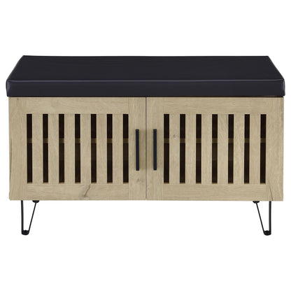  Coaster Furniture Brixton 915154 2-door Padded Entryway Shoe Storage Bench - White Oak IMAGE 1
