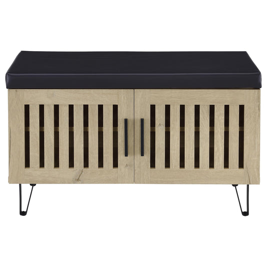  Coaster Furniture Brixton 915154 2-door Padded Entryway Shoe Storage Bench - White Oak IMAGE 1