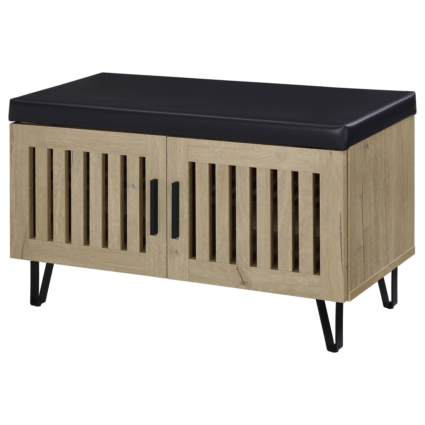  Coaster Furniture Brixton 915154 2-door Padded Entryway Shoe Storage Bench - White Oak IMAGE 4