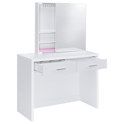 Coaster Furniture Bunbury 930280 Makeup Vanity Table Set Storage Mirror and Stool - White IMAGE 15