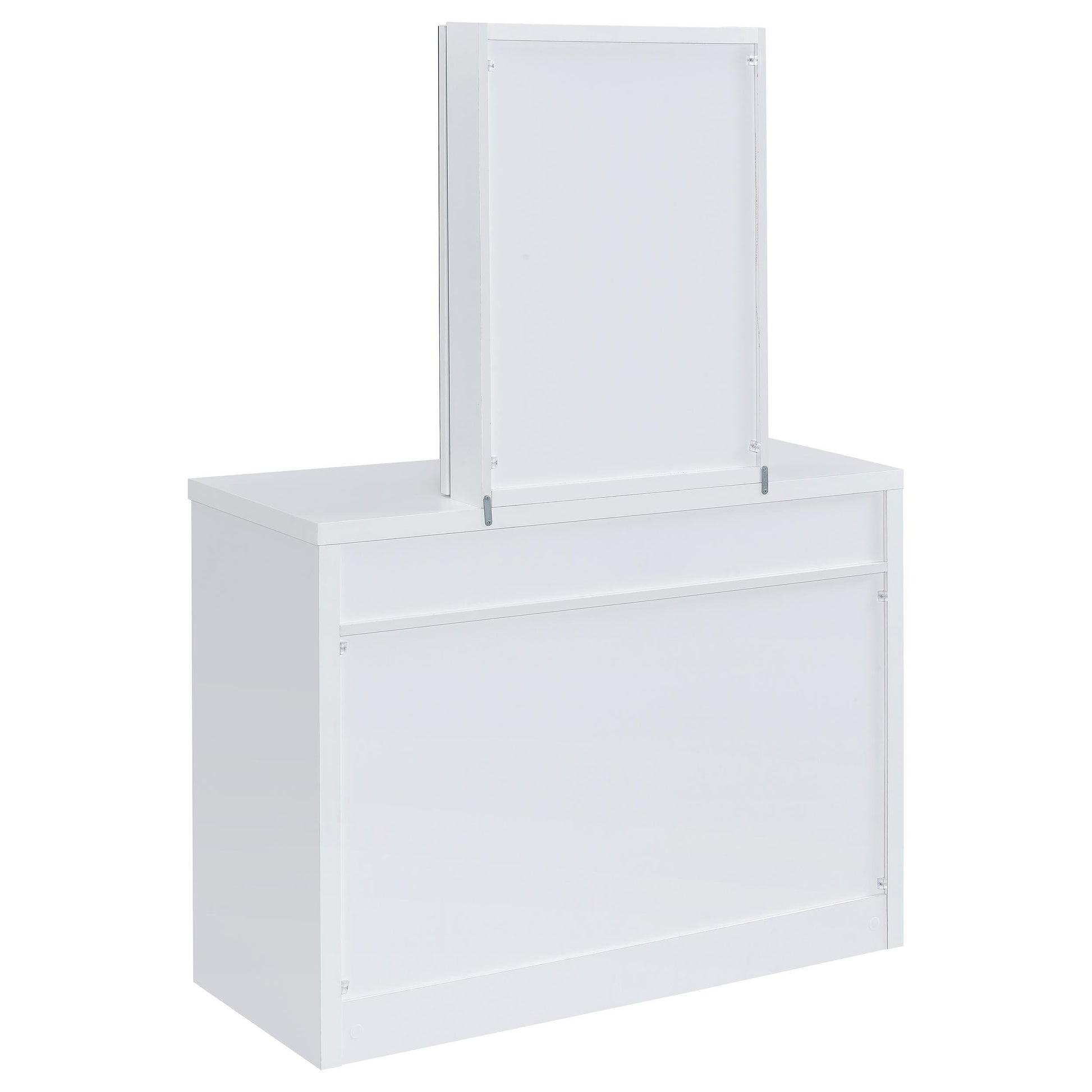  Coaster Furniture Bunbury 930280 Makeup Vanity Table Set Storage Mirror and Stool - White IMAGE 7