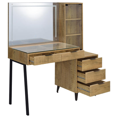  Coaster Furniture Souza 930283 5-Drawer Makeup Vanity Table With LED Mirror - Mango IMAGE 12